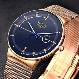 Horloge mannen lige mode heren horloges top merk luxe ultra dunne kwarts polshorloge mannelijke waterdichte gouden klok relogio masculino 210527