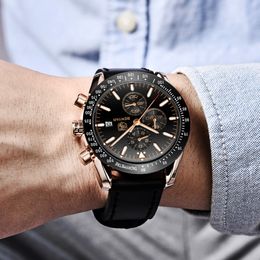 Watch Men Luxury Brand Benyar Mens Blue Watches Silicone Band Wrist Watches Chronograph Men's Watch Male Relogio Masculino 343C