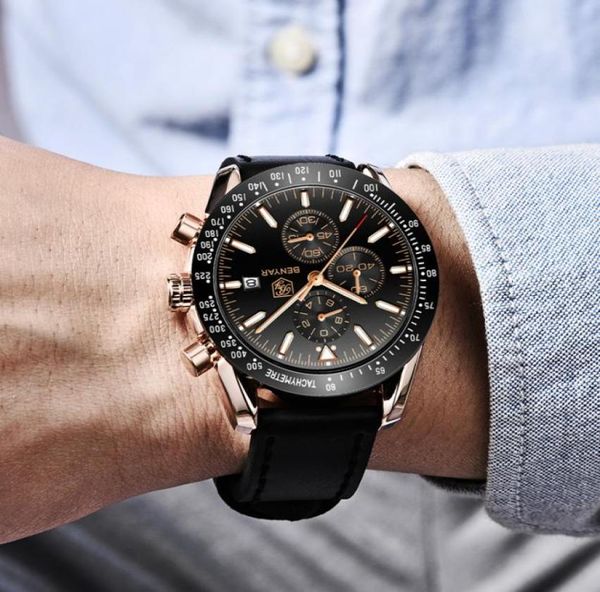Watch Men Luxury Brand Benyar Mens Blue Watches Silicone Band Wrist Watches Men039s Chronograph Watch Male Relogio Masculino6306480