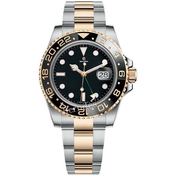 Reloj de buceo automático para hombre GMT puede girar el bisel de cerámica espejo convexo de aumento función luminosa