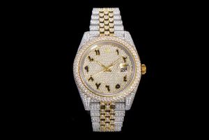Bekijk herenbedrijf volautomatisch mechanisch horloge Volledige diamant 2300 Rhinestone ingelegd met nooit vallende diamant saffier anti-scratchlens diep waterdicht