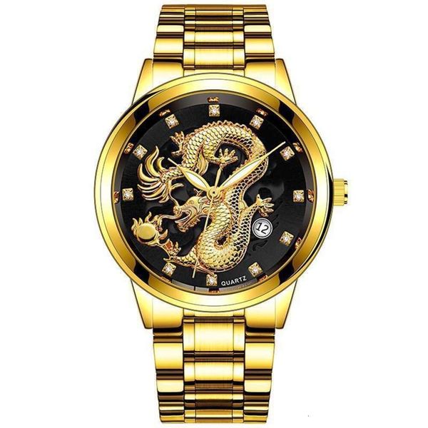 Mira el reloj no mecánico para hombres calendario de piso ultra delgado para hombres calendario dragón dragón de lujo versátil guante de guantes de diseñador de diseñador l 2314