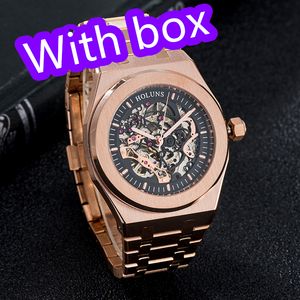 horloge mannen horloge automatische mechanische holle horloges klassieke stijl 42 mm volledig roestvrij staal 5 ATM waterdicht saffier super lichtgevend