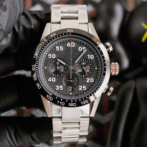 horloge herenhorloge quartz uurwerk 44 mm roestvrij staal rubber lederen band mode horloges waterdicht ontwerper polshorloge montre d185d