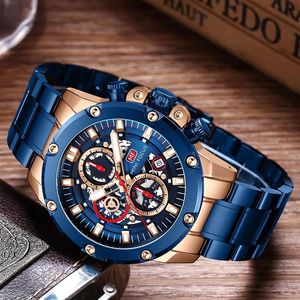 Bekijk mini focus mode multifunctionele sport mannelijke horloges topmerk luxe horloge chronograaf kalender riem solide staal lumineuze H235F