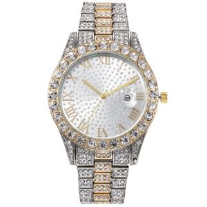 Reloj de hombre Factory Ultra Thin Diamond Bisel 43MM Crystal Rome Dial Movimiento de cuarzo Pulsera de diamantes Correa Ladies Mens Fashion Relojes de pulsera