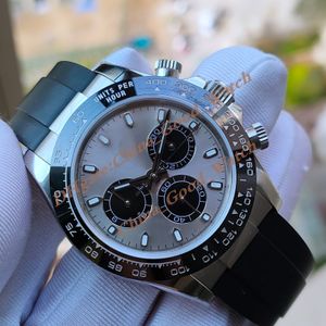 Reloj de hombre Cronógrafo de acero 904L con todos los relojes de trabajo con esfera Movimiento Cal.7750 Meteorite Sport Valjoux EWF Relojes de pulsera con correa de caucho súper luminosos con caja original