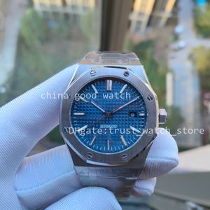 Montre de montres mécaniques automatiques pour hommes U1f Factory Cadran bleu Classique 41 mm Bracelet en acier inoxydable Montres-bracelets arrière transparentes Saphir avec boîte d'origine