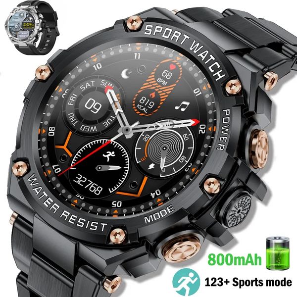 Reloj inteligente para deportes al aire libre para hombre, batería de larga duración mah, llamada Bluetooth, rastreador de Fitness resistente al agua, reloj inteligente para Android Ios