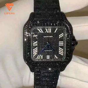 Bekijk Pass Diamond Twatchester Luxe Iced Out Fashion Herenhorloges Bling Dial Bezel Band Zwart Moissanite