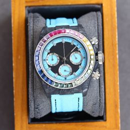 Bekijk quartz uurwerk Rainbow Circle Designer herenhorloges 40 mm Montre De Luxe polshorloge Klassieke mode zakelijke polsband