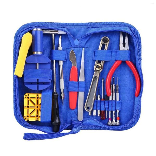 Kits de réparation de montres, ensemble de 17 pièces réglables avec sac Portable, Kit d'outils, tournevis croisé, remplacement de batterie