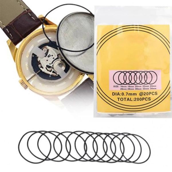 Kits de réparation de montre 200 pièces joint torique étanche en caoutchouc couverture arrière joints outil pour horloger épaisseur 0.7mm