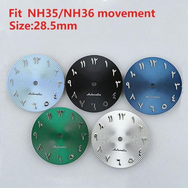 Kits de réparation de montres 28,5 mm NH35 cadran s convex Lettres arabes face pièces pour mod pour les accessoires de remplacement de mouvement NH36