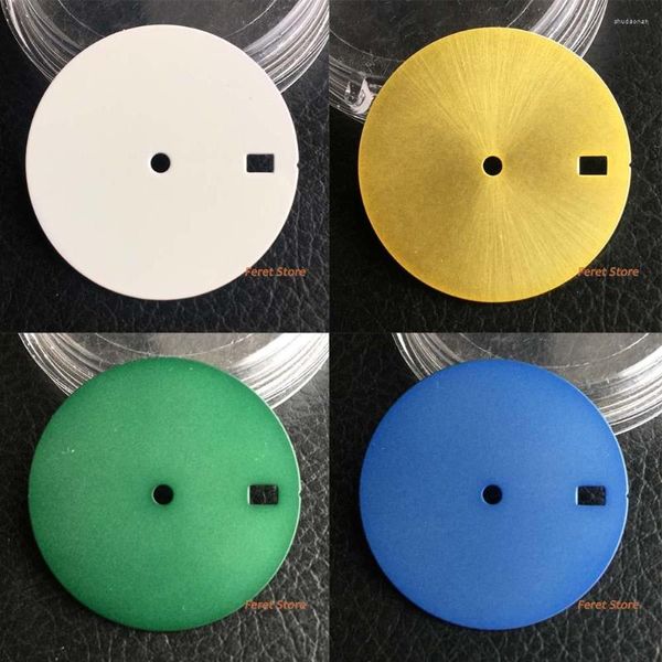 Kits de réparation de montre 28.5mm pas de Logo fenêtre stérile blanc mat/or/noir/vert cadran ajustement NH35 mouvement peut bricolage accessoires