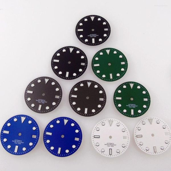 Kits de reparación de relojes, piezas de repuesto de esfera luminosa de 29mm aptas para NH35/NH35A, ventana de fecha de movimiento automático, Color negro/azul/verde/gris/blanco