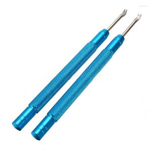 Bekijk reparatiekits 2pcs gereedschap Handverwijdering naaldbalk PRY PRY ALUMINIUM Legering Watchmakers Haarspring klemgereedschap Set