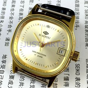 Kits de réparation de montres 35 mm en porcelaine manuelle mécanique calendrier à cadran doré