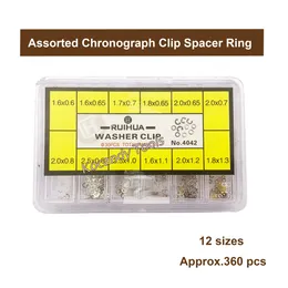 Bekijk reparatiekits 360 stcs wasmachine clip spacer ring 12 maten duwknopcirclip kit voor chronograafaccessoires onderdelen