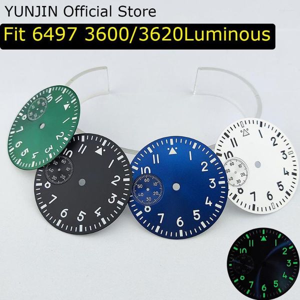 Kits de réparation de montres 37mm stérile noir blanc bleu vert cadran lumineux Fit Eta 6497 Sea Gull St36 pièces de mouvement