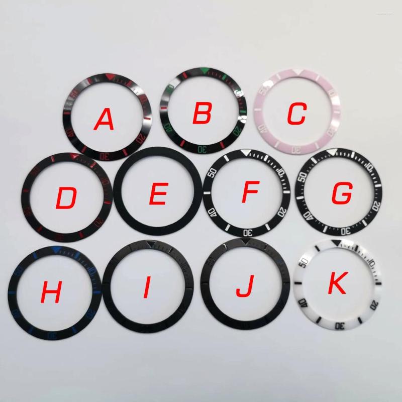 Kits de reparo de relógio 38mm 30.5mm sub inclinação cerâmica moldura anel inserção para peças de reposição de caixa rosa/branco/preto
