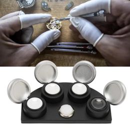 Kits de reparación de relojes Soporte de taza de aceite de 4 platos para relojeros Soportes de grasa Reparación de accesorios Plata A