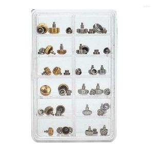 Kits de réparation de montre 40 pièces couronnes en métal Durable étanche couleur or argent remplacement assorti pour les pièces d'outils