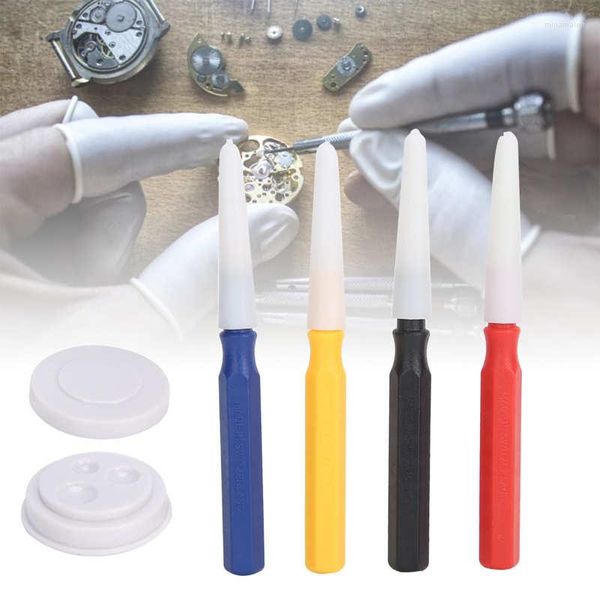 Kits de reparación de relojes, 4 Uds., bolígrafo engrasador de plástico profesional con accesorio de copa de aceite para piezas de relojero