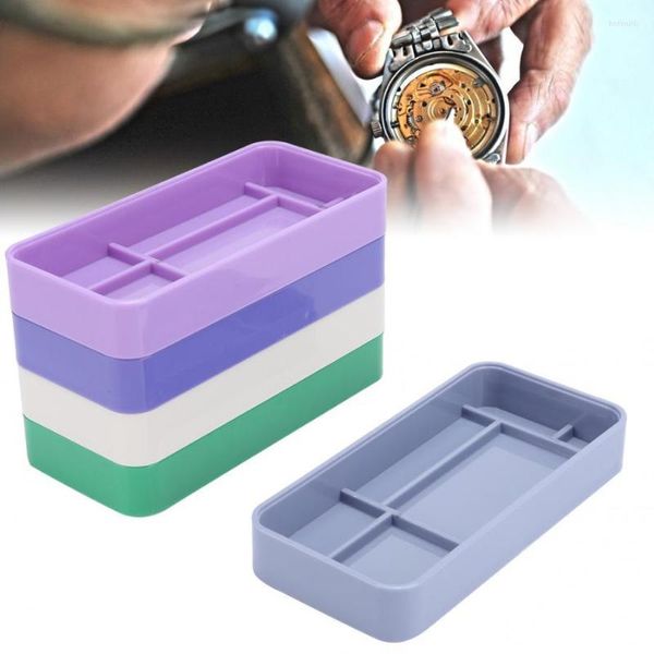 Kits de reparación de relojes, piezas de plástico portátiles de 5 capas, caja de almacenamiento de tornillos, accesorio rectangular, organizador de herramientas, contenedor para relojero