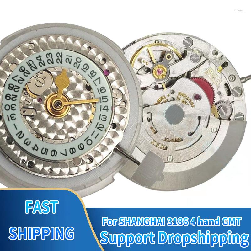 Kits de reparación de relojes, movimiento de China 3186 para GMT 116710 16713, relojes mecánicos automáticos para hombres, accesorios de férula de equilibrio azul