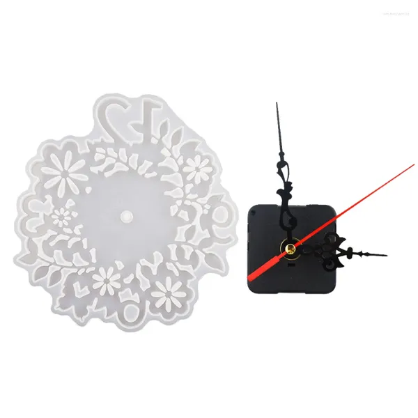Kits de reparación de relojes DIY flor reloj dial molde de silicona para resina epoxi hecho a mano decoraciones del hogar artesanías con núcleo (S)