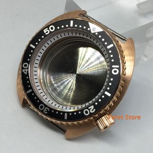 Kits de réparation de montres Goutent 45 mm Rose Gold Case Black Alloy Insert White Chapter Ring Sapphire Glass Fit NH35 NH36 Mouvement Outils