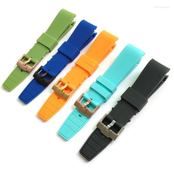 Kits de reparación de relojes, correa de goma verde, roja y azul, banda de extremo curvo deportiva de 22mm para piezas de pulsera SKX007 SKX009