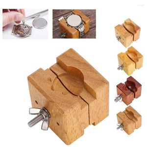 Bekijk reparatiekits hoogwaardige houten kast houder klem voor coveropener reparatie accessoire tool horlogemaker