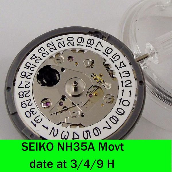 Kits de réparation de montres Japon Seik Original NH35A Mouvement 4H 3H 9H Roue de date blanche et noire pour montre-bracelet Skx Mod Kit horloger Premium Movt