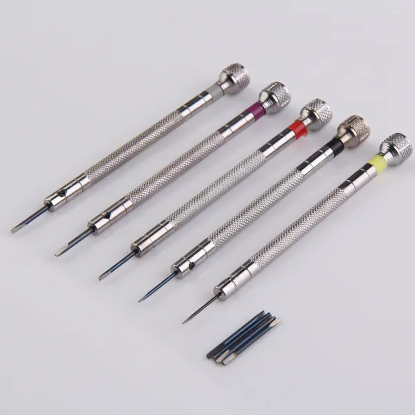 Kits de réparation de montres, Mini tournevis multi-embouts en acier allié argenté, poignée antidérapante, Kit d'outils pour l'installation d'outils 5 pièces