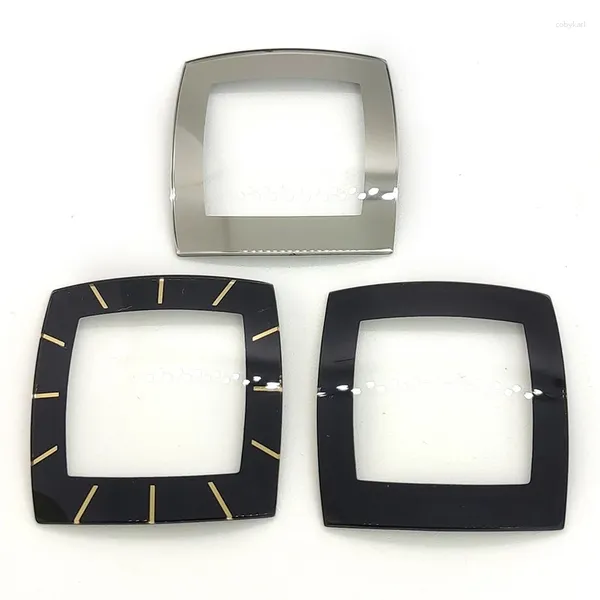Kits de réparation de montres, verre minéral MOD pour la série RD SINTRA, cristal avec garniture noire argentée, convient aux pièces de boîtier de 34.8mm pour hommes