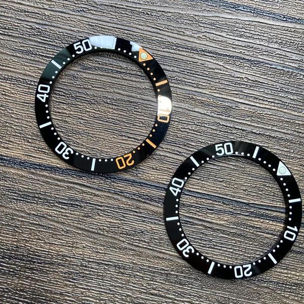 Kits de réparation de montres, pièces de modification 38.39mm/30.18mm, insert de lunette en céramique noir/noir Orange adapté au boîtier de plongée