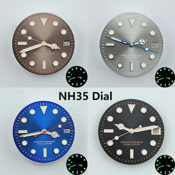 Kits de reparación de relojes NH35 Dial S verde luminoso adecuado para accesorios de movimiento NH36