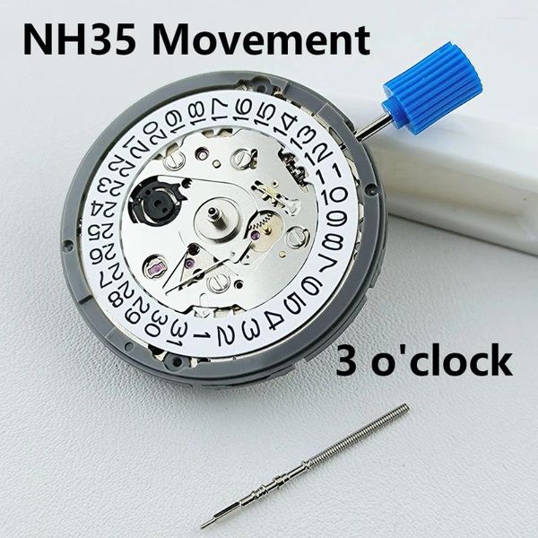 Kits de réparation de montres, mouvement mécanique automatique NH35 avec fenêtre de Date à 3 heures, accessoires pour hommes