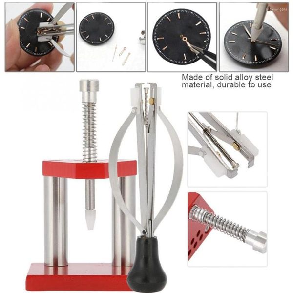 Kits de réparation de montres, outil rouge, extracteur de piston à main, ensemble de démontage, Kit en acier allié solide avec 6 matrices en plastique