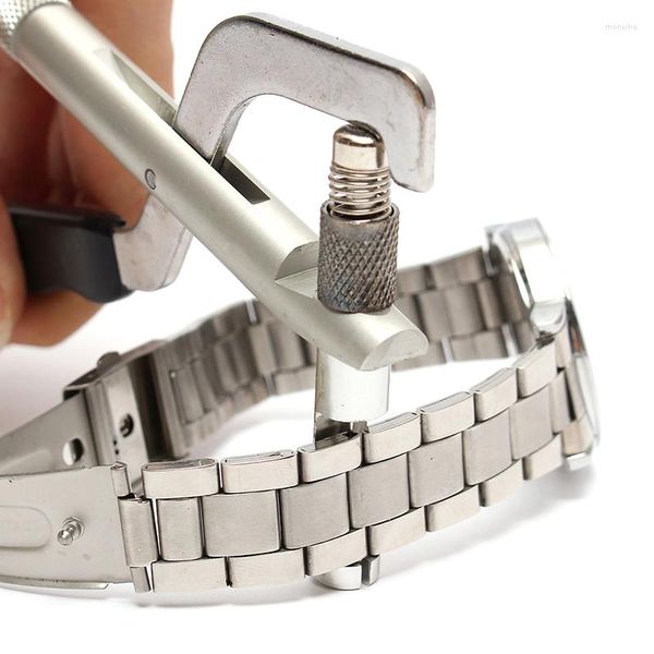 Kits de réparation de montres Kit d'outils Horloge en métal Bande en acier Pin Remover Pince Link Adjuster Avec 3 accessoires d'horlogerie de rechange