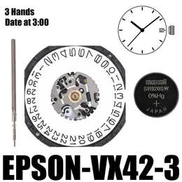 Kits de réparation de montre vx42 Mouvement Vx42e 3 Date de mains à 3: 00/6: 00 Taille: 11 1/2 '' 'Hauteur: 2,62 mm de la batterie: années