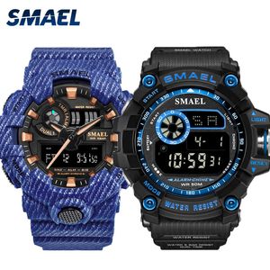 Conjunto de Reloj militar para hombre, relojes Smael, cronómetro resistente al agua, Juegos de Reloj para correr, 8001 8010, Reloj para Mujer, relojes para hombre, marca Luxry Q0524