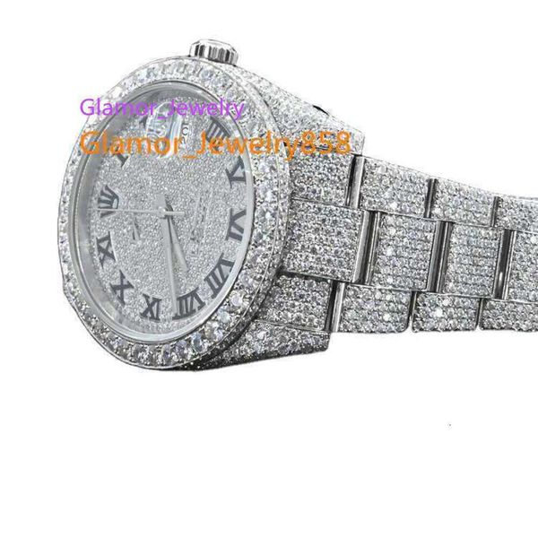 Montre sertie de diamants2023 Latt Arrival VVS Moissanite 30 carats diamant clouté Busins automatique unisexe Hip Hop montre à prix BT