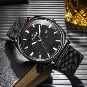 Bekijk sport waterdichte Milaan mesh -riem minimalistische modetrend kalender herenhorloge Creative Glow Business Watch