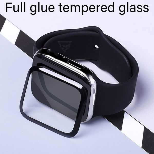 Reloj protector de pantalla de vidrio templado con pegamento completo, películas 3D curvadas para Apple Watch 7 8 49mm 41mm 45mm 38mm 40mm 42mm 44mm