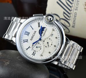 Bekijk horloges AAA 2024 Mens roestvrijstalen strip Niricha Quartz Multi Functional Watch Band