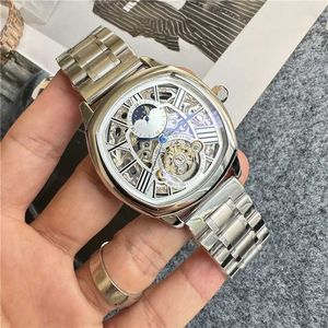Bekijk horloges AAA Watch Mechanical Watch Mens kijken Zwitserse nieuwe tourbillon volledig automatisch holle mechanisch horloge Business Steel Band Watch