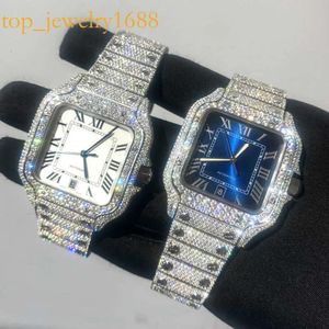 Bekijk horloges voor de mechanische hiphop van heuphop naar beneden sieraden Iced Out Moissanite Diamond Top Brand Zwitsers waarden
